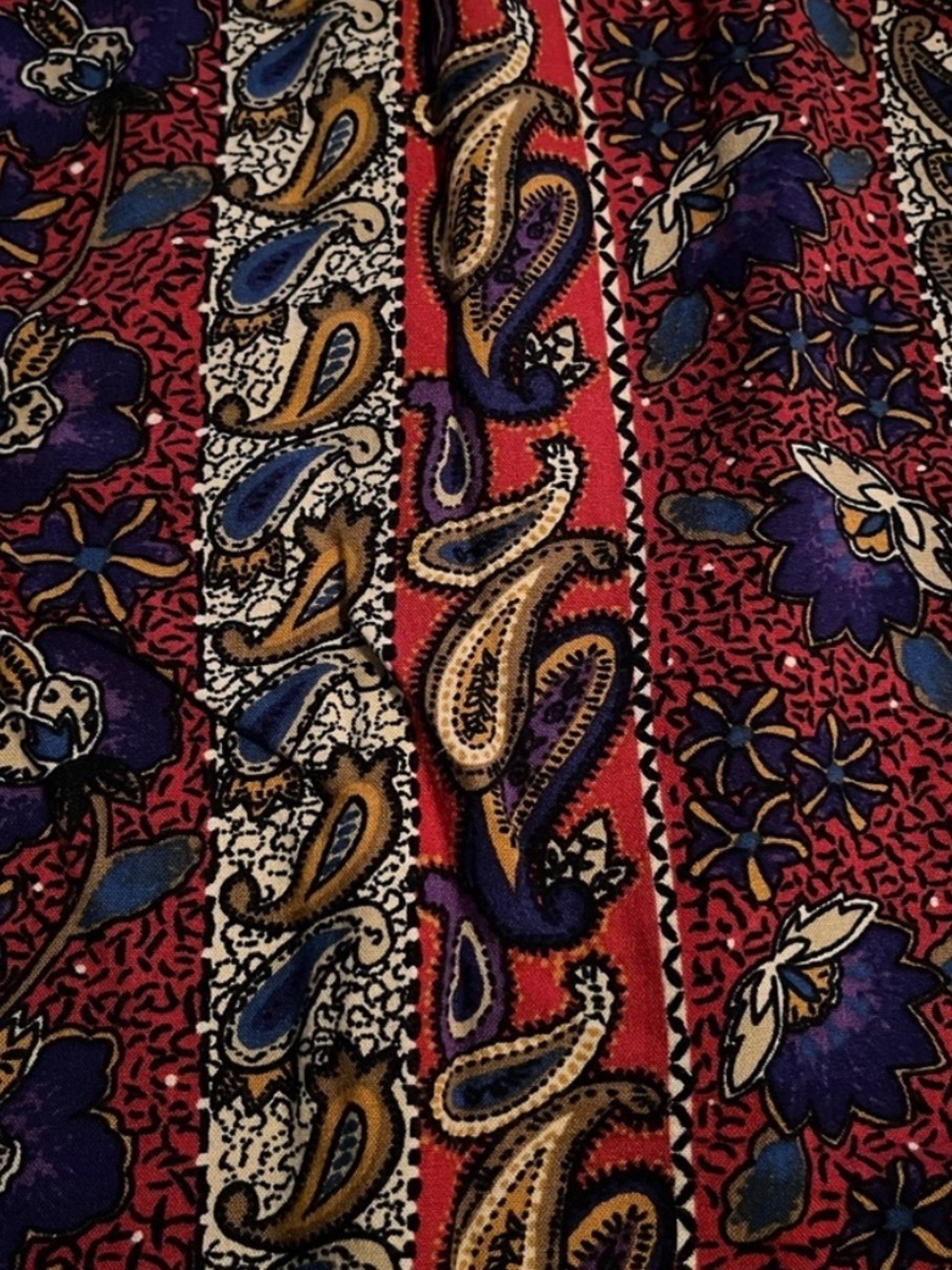 Handmade Boho Paisley Floral Skirt Elastic Waist Vibrant Multicolor - Picture 3 of 8